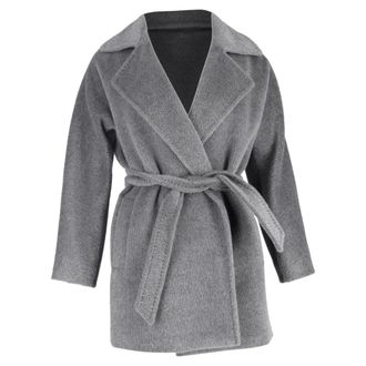 Max Mara Pre-owned Womens Max Belted Coat in Grey Cashmere - Size 8 UK