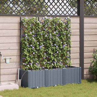 Berkfield Home Garden Planters with Water Irrigation System 3 pcs Light Grey