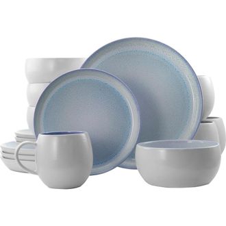 Elama Mocha 16 Piece Stoneware Dinnerware Set in White at Nordstrom