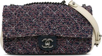 Chanel Navy Small Tweed Single Flap Bag