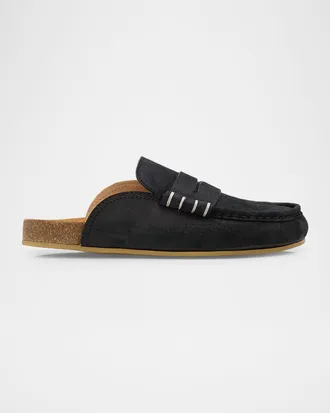 J.W.Anderson Men & apos;s Stitch Suede Penny Loafer Slides