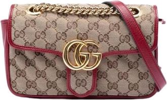 Gucci Pre-owned Cross Body Bags, female, Beige, Size: ONE SIZE Pre-owned Canvas Flap Crossbody Bag