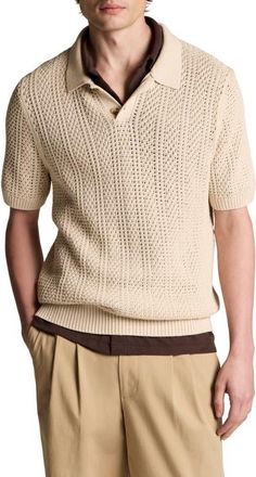 Vince Seed Stitch Polo Sweater in Dark Blanco at Nordstrom, Size Xx-Large