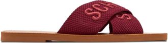 Schutz logo-embroidered cross-strap sandals - women - Leather/Leather/Fabric - 35