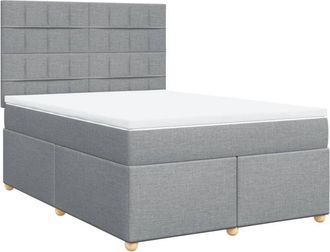 vidaXL Vidaxl - Cama Box Spring Con Colch&oacute;n Tela Gris Claro 140x200 Cm