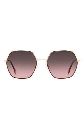 Carolina Herrera 55mm Gradient Geometric Sunglasses in Gold Burgundy at Nordstrom Rack