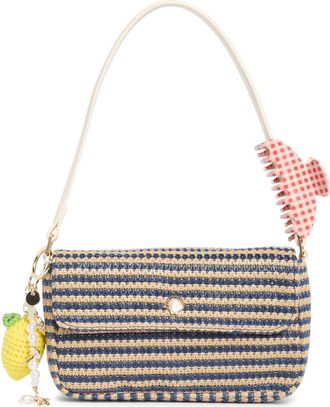 Madden Girl Straw Shoulder Bag in Navy Stripe at Nordstrom Rack