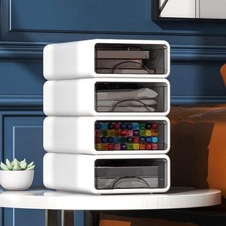 OEM Cajas De Almacenamiento Con Cajones: 4 Cajones Individuales Transparentes Apilables. Ideales Para La Organizaci&oacute;n De La Oficina Y Los Cosm&eacute;ticos
