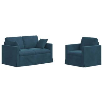 vidaXL Juego De Sof&aacute; 2 Uds. Azul Terciopelo Vidaxl