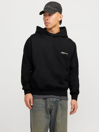 Jack & Jones Kapuzensweatshirt JACK & JONES JORISLINGTON BACK SWEAT HOOD SN, Herren, Gr. S, schwarz, angeraute Sweatware, Obermaterial: 70% Baumwolle, 30% Polyeste