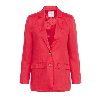 Part Two Bitterzoete Linnen Blazer met V-hals - Dames - Blazers - Rood - XL - Linnen - Jassen