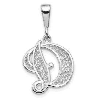 Diamond2Deal 10k White Gold Filigree Initial D Pendant