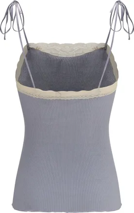 Chlo&eacute; Womens Jersey And Lace Thin Strap Top Cashmere Grey Kashmir-Capra Hircus Kashmir/capra