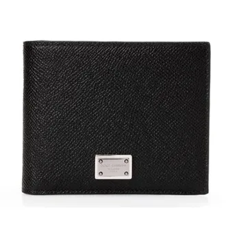 Dolce & Gabbana Wallets & Cardholders, male, Black, Size: ONE SIZE Black Wallet with Logo Plate