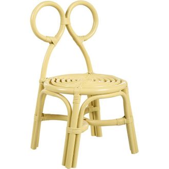 Beliani Silla Infantil Boho Asiento Rat&aacute;n Exterior Interior Amarillo Mirtia