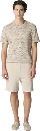 Missoni Bermuda Shorts In Cotton And Viscose With Tone-on-tone Zigzag Pattern in Beige& White at Nordstrom, Size Medium