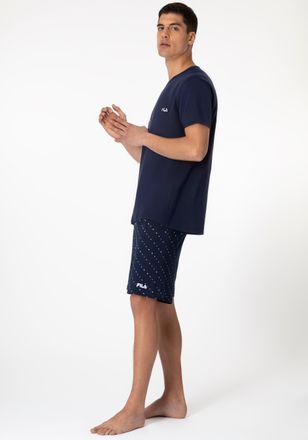 Fila Shorty FILA MAN JERSEY PYJAMAS, Damen, Gr. L, blau (navy), Jersey, Obermaterial: 100% Baumwolle, unifarben, regular fit kurz, Rundhals, Homewear-Sets 