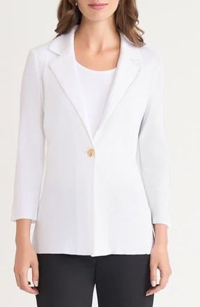 Ming Wang Three Quarter Sleeve High-Low Blazer in White at Nordstrom Rack, Size X-Small