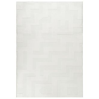 Beliani Alfombra Para Sal&oacute;n Estilo Moderno Forma Rectangular Jacquard 160 X 230 Cm Pelo Corto Blanco Crema Gingera