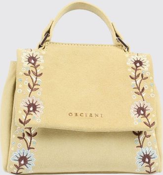 Orciani Borsa Sveva in camoscio con ricamo floreale