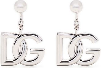 Dolce & Gabbana KIM DOLCE&GABBANA interlocking logo drop earrings - women - Brass - OS - Silver