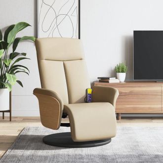 vidaXL Vidaxl - Sill&oacute;n Reclinable De Masaje Con Reposapi&eacute;s Tela Color Crema