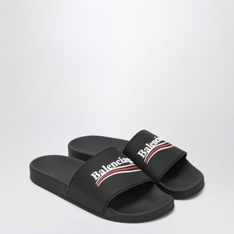 Balenciaga Pool Slide Rubber Sandals In Black