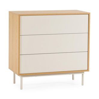 HOMN C&oacute;moda de noche 3 cajones color roble/gris