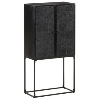 Berkfield Home Sideboard Black 60x30x120 cm Solid Acacia & Mango Wood | Size: 60 x 30 x 120 cm