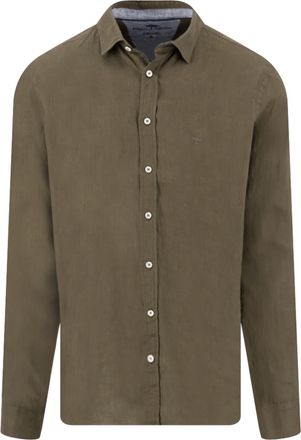 Fynch-Hatton Leinenhemd FYNCH-HATTON, Herren, Gr. 4XL, N-Gr, schwarz khaki, Web, Obermaterial: 100% Leinen, unifarben, regular fit normal, Manschette, Hemden Leine