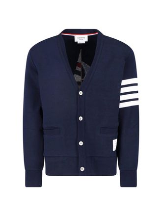 Thom Browne Blue 4-Bar Cotton Cardigan