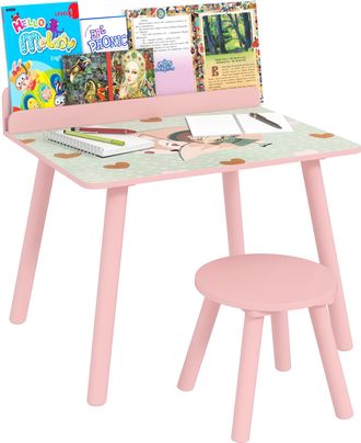 OEM Mesa Infantil Con Silla Y Estante Para Libros Escritorio Para Ni&ntilde;os De +3 A&ntilde;os Para Sala De Juegos Rosa