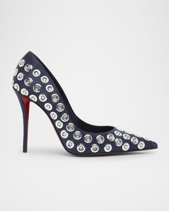 Christian Louboutin 100mm Miss Z Silk Crystal Pumps