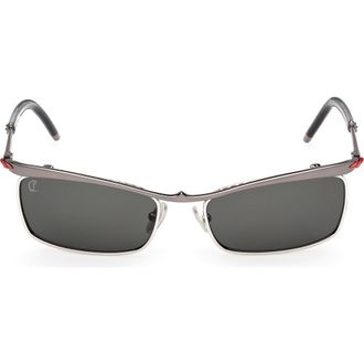 Christian Louboutin 55mm Rectangular Sunglasses in Dark Gunmetal /Zeiss Smoke at Nordstrom