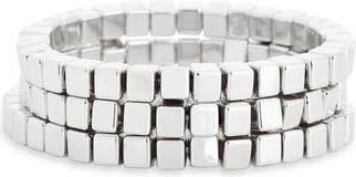Leith 3-Pack Beaded Stretch Bracelets in Silver at Nordstrom Rack