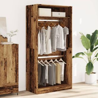 Berkfield Home Wardrobe Old Wood 100x50x200 cm Engineered Wood in Brown | Size: 100 x 50 x 200 cm