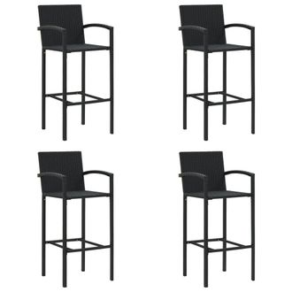 vidaXL Taburetes De Cocina 4 Unidades Rat&aacute;n Sint&eacute;tico Negro Vidaxl