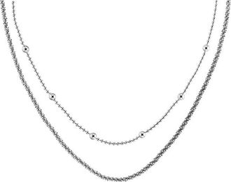 Calvin Klein Womens Layered Necklace Set - Silver - OS