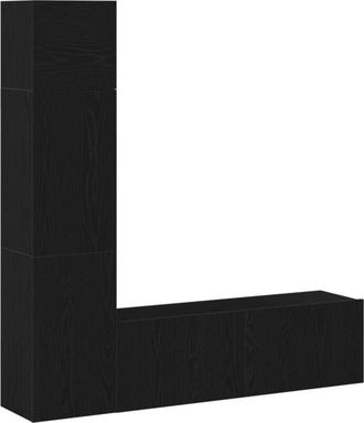 vidaXL 3 Piece Wall-mounted TV Cabinet Set Black Oak Engineered Wood vidaXL