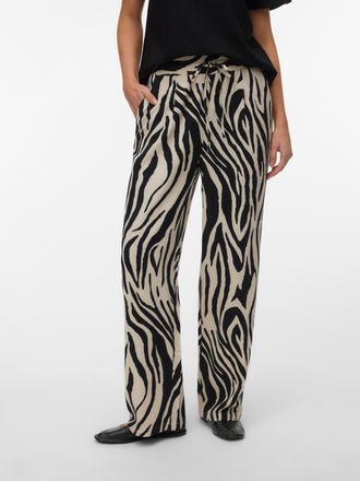 Vero Moda Schlupfhose VERO MODA VMJESMILO HW WIDE PANTS WVN NOOS, Damen, Gr. XL, N-Gr, silber lining aop:sina zebra schwarz, Web, Obermaterial: 55% Viskose, 45%