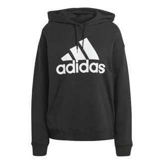 adidas (WMNS) adidas Big Logo Oversized French Terry Hoodie Asia Sizing Black HR4934