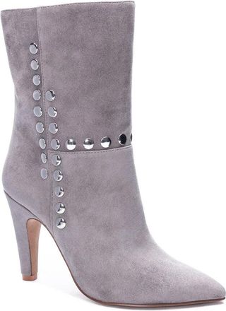 42 Gold 42 Gold Konnie Boots Womens Gray Suede Pointed Toe Cone Heel Booties JOBB962