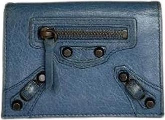 Balenciaga Pre-owned Vintage Kaarthouder Portemonnee - Dames - Vintage Accessoires - Blauw - ONE Size - Leer - Vintage