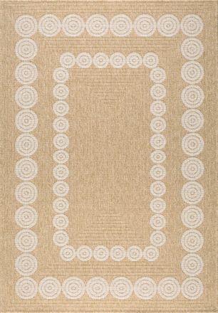 Nazar Rugs Alfombra interior/exterior efecto yute geom&eacute;trico blanco 160x230