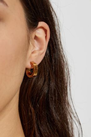 Versace Round Earrings With Greek Pattern, Womens, Gold