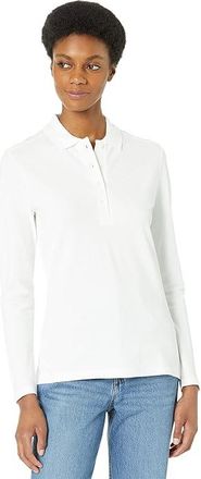 Lacoste Long Sleeve Slim Stretch Pique Polo Womens Clothing White : 8 (EUR 40), Cotton/Elastane
