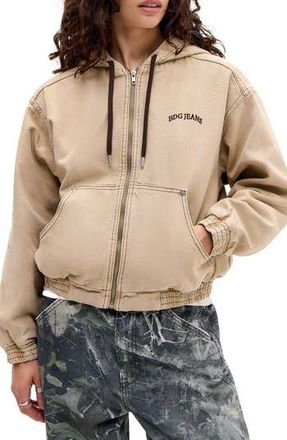 BDG Daria Hooded Cotton Canvas Jacket in Beige at Nordstrom Rack, Size X-Large