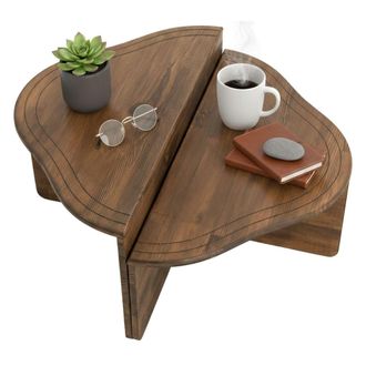 Dmora Mesa De Caf&eacute; Juno, Mesa De Centro Baja, Revistero Para Sof&aacute;, Estante De La Sala De Estar, 90x90h40 Cm, Nuez, Con Embalaje Reforzado - Dmora