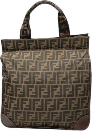 Fendi Pre-owned Canvas Tote Bag - Dames - Vintage Shopper - Bruin - ONE Size - Leer - Vintage