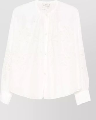 Forte_Forte embroidered cotton long-sleeve blouse